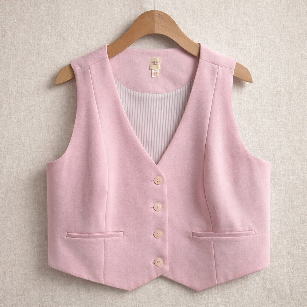 AUTRES FILLES Pink Tailored Vest Button Front Sleeveless Top XL